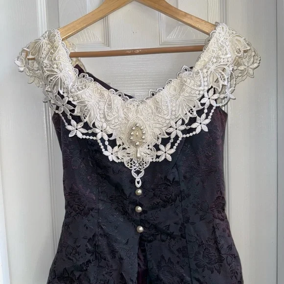 Vintage Scott McClintock Sleeveless Top 5/6 Lace Pearl Drop Luxury Victorian - Picture 3 of 9